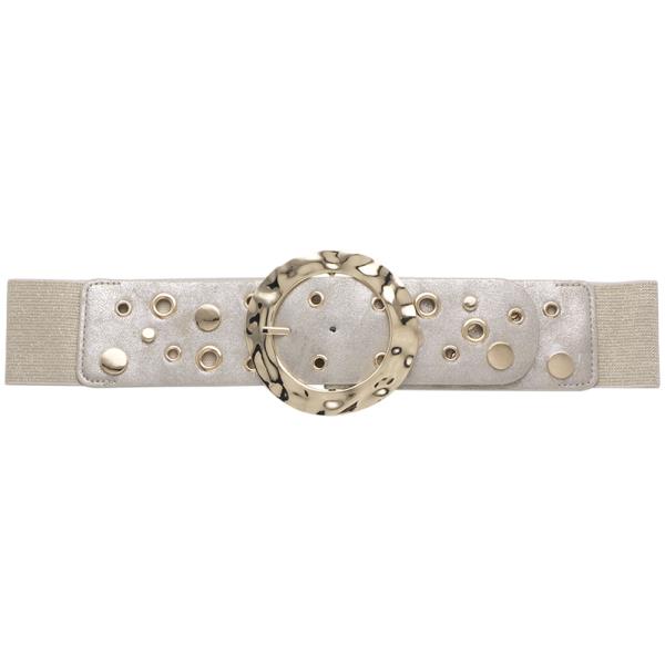 FASHION STUD METAL ROUND BUCKLE ELASTIC BELT