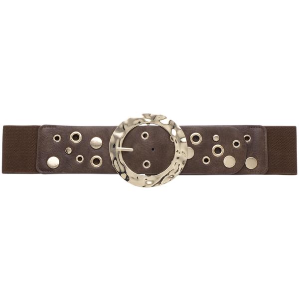 FASHION STUD METAL ROUND BUCKLE ELASTIC BELT