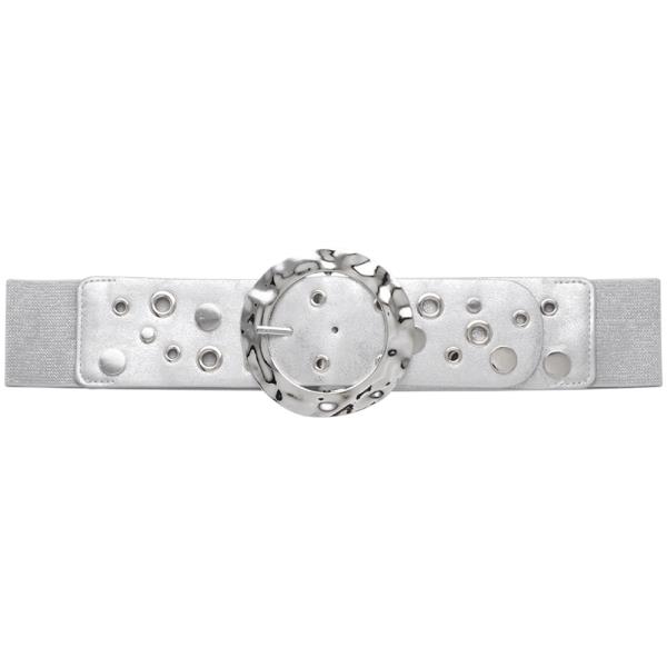 FASHION STUD METAL ROUND BUCKLE ELASTIC BELT