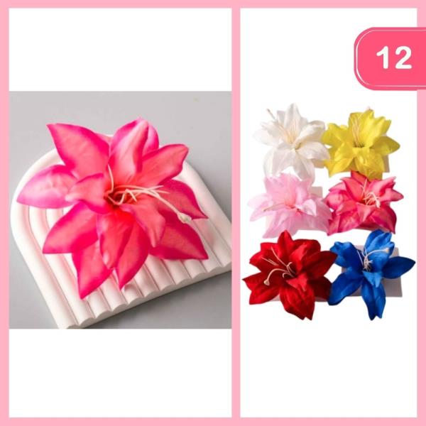 ARTIFICIAL TROPICAL LILY HAIR CLIP (12 UNITS)