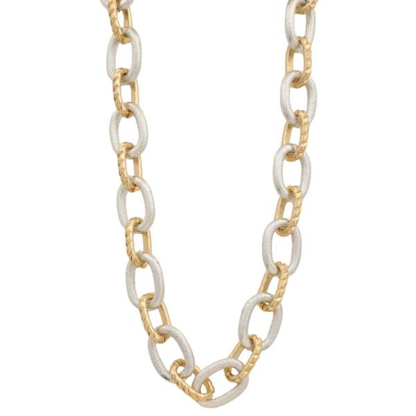 TWO TONE METAL LINK NECKLACE
