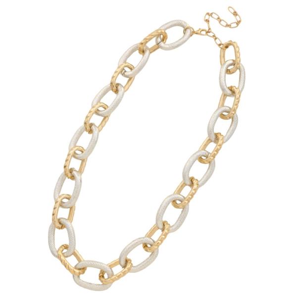 TWO TONE METAL LINK NECKLACE