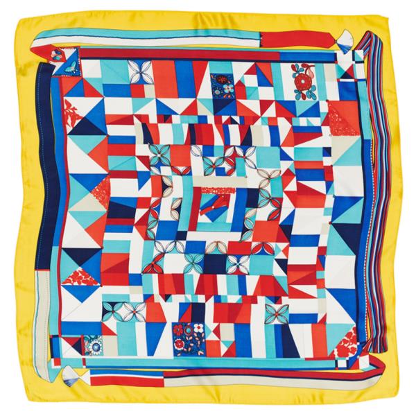 MEDALLION HORSE MOTIF SILKY BANDANA SQUARE NECK SCARF