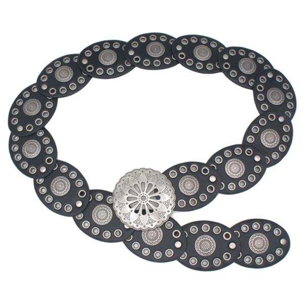 FLOWER CUTOUT BUCKLE OVAL DISC HIP BELT