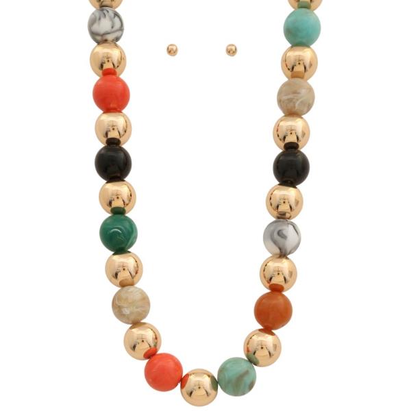 COLORFUL BALL BEAD NECKLACE