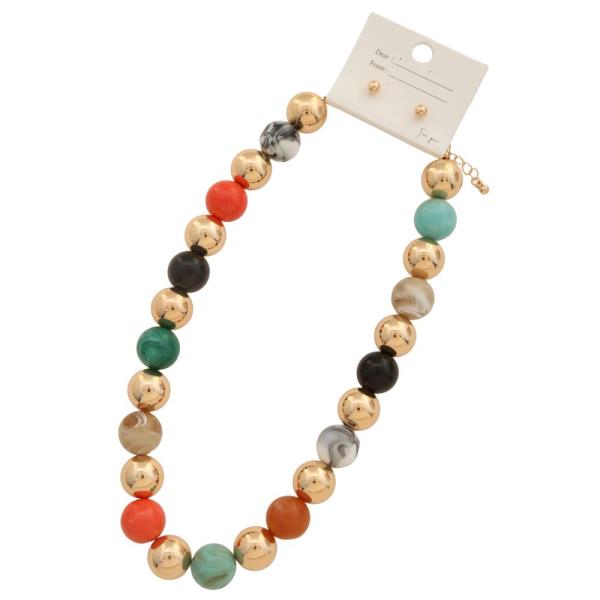 COLORFUL BALL BEAD NECKLACE