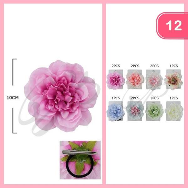 FLOWER HAIR TIES HAIR PIN (12 UNITS)