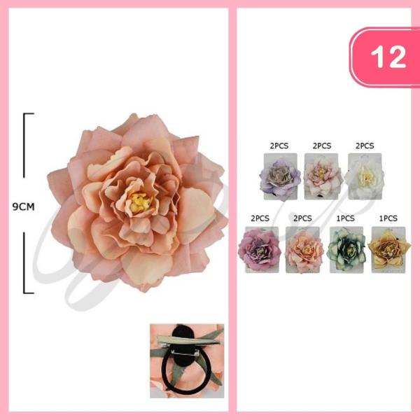 FLOWER HAIR TIE HAIR PIN (12 UNITS)