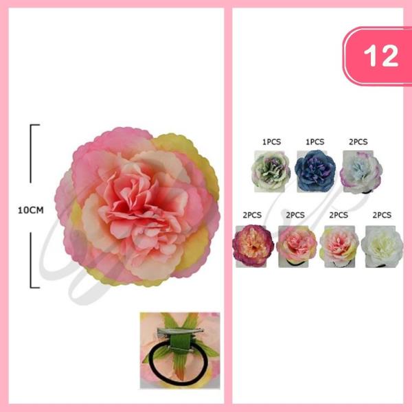 FLOWER HAIR TIE HAIR PIN (12 UNITS)
