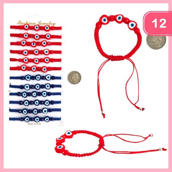 EVIL EYE HEART ADJUSTABLE BRACELET (12 UNITS)