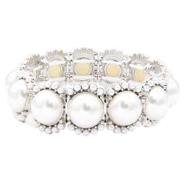 GOLD PLATED  WITH MAIN PEARL  STRETCH BRACELET