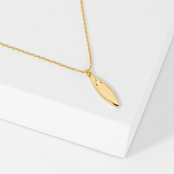 18K GOLD RHODIUM RIDE READY SURFBOARD PENDANT NECKLACE