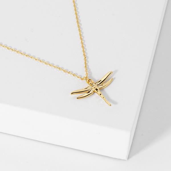 18K GOLD RHODIUM MADE FOR THE SKY DRAGONFLY PENDANT NECKLACE