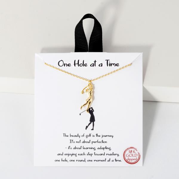 18K GOLD RHODIUM ONE HOLE AT A TIME GOLF PENDANT NECKLACE