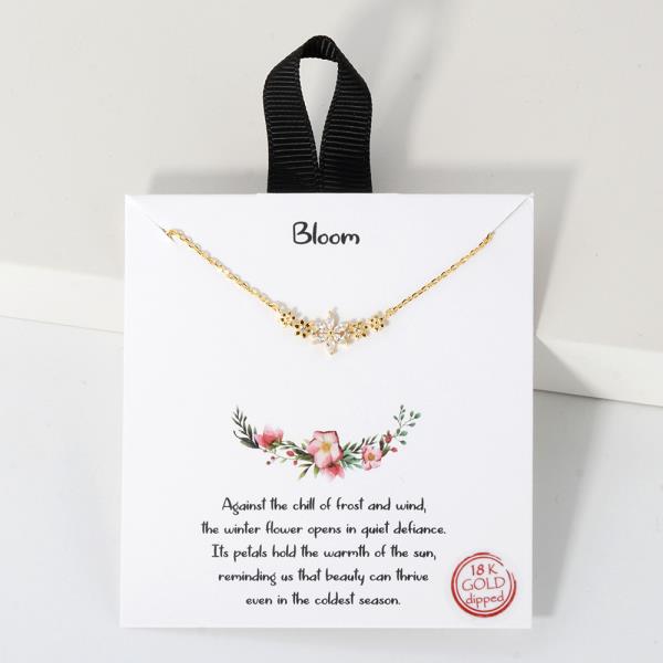 18K GOLD RHODIUM BLOOM FLOWER PENDANT NECKLACE