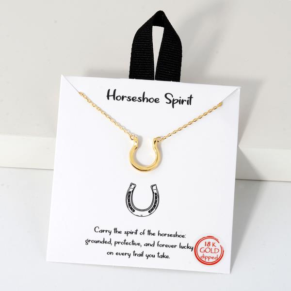 18K GOLD RHODIUM HORSESHOE SPIRIT PENDANT NECKLACE