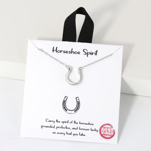 18K GOLD RHODIUM HORSESHOE SPIRIT PENDANT NECKLACE