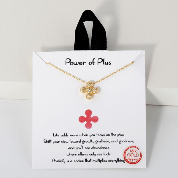 18K GOLD RHODIUM POWER OF PLUS BALL PENDANT NECKLACE