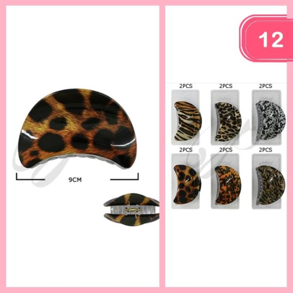 LEOPARD PRINT HAIR CLAW CLIP (12 UNITS)