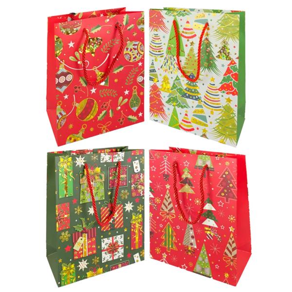 MEDIUM CHRISTMAS DECORATION GIFT BAG (12 UNITS)