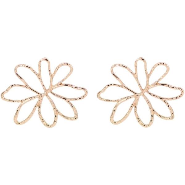 WIDE TEXTURE WIRE FLOWER EARRING