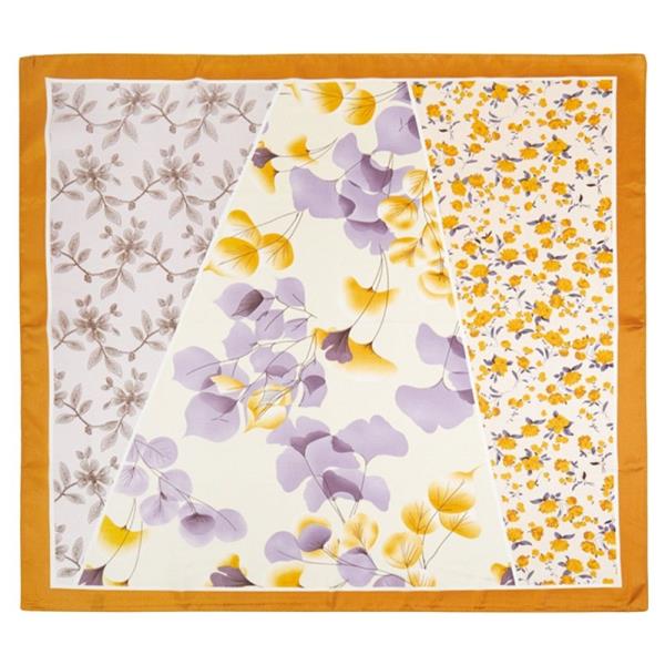 PATCHWORK BOTANICAL MIX PRINT SILKY BANDANA SQUARE NECK SCARF