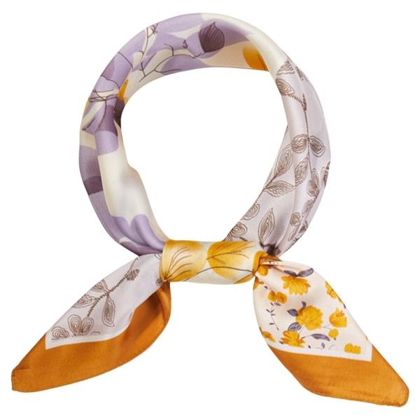 PATCHWORK BOTANICAL MIX PRINT SILKY BANDANA SQUARE NECK SCARF