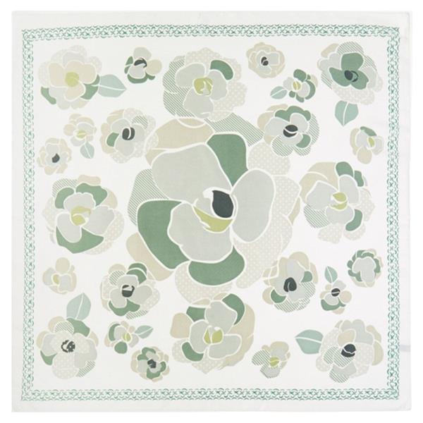 VINTAGE POPPY FLOWER PRINT SILKY BANDANA SQUARE NECK SCARF