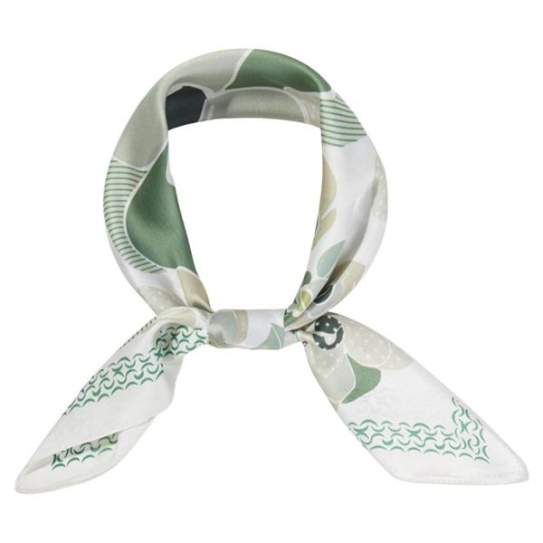 VINTAGE POPPY FLOWER PRINT SILKY BANDANA SQUARE NECK SCARF