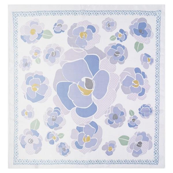 VINTAGE POPPY FLOWER PRINT SILKY BANDANA SQUARE NECK SCARF