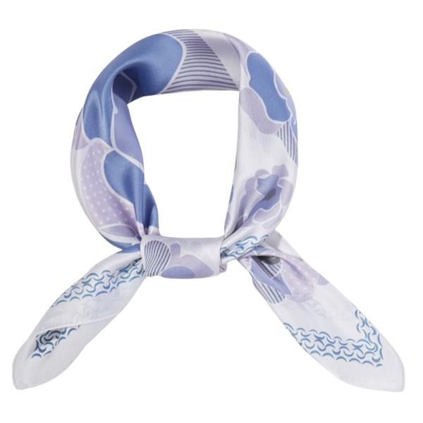 VINTAGE POPPY FLOWER PRINT SILKY BANDANA SQUARE NECK SCARF