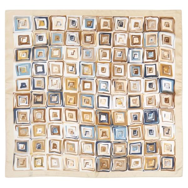 GEOMETRIC ABSTRACT SQUARE PATTERN SILKY BANDANA SQUARE NECK SCARF