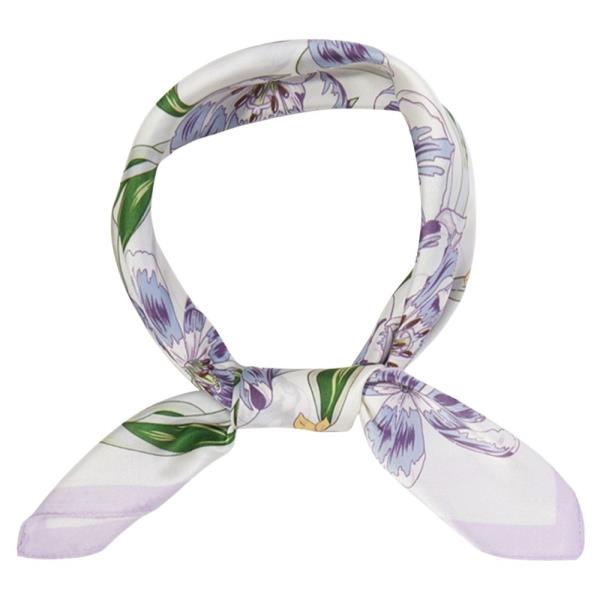 SPRING TULIP FLORAL PRINT SILKY BANDANA SQUARE NECK SCARF
