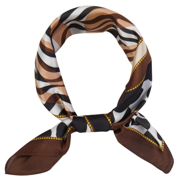 ZEBRA LEOPARD MIXED BORDER SILKY BANDANA SQUARE NECK SCARF