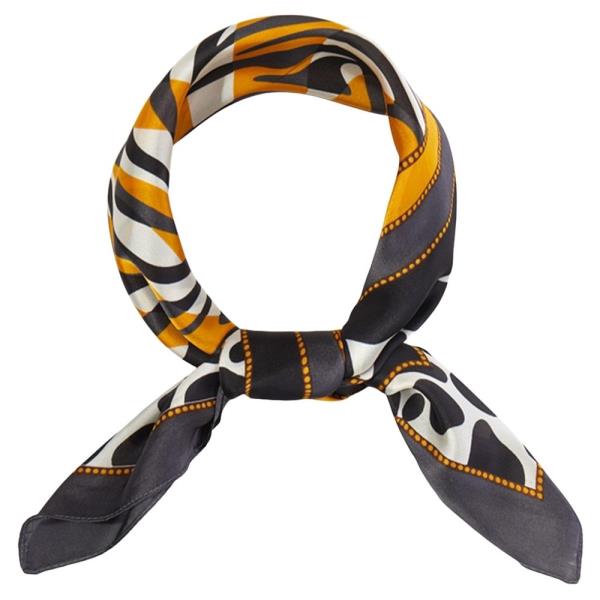ZEBRA LEOPARD MIXED BORDER SILKY BANDANA SQUARE NECK SCARF