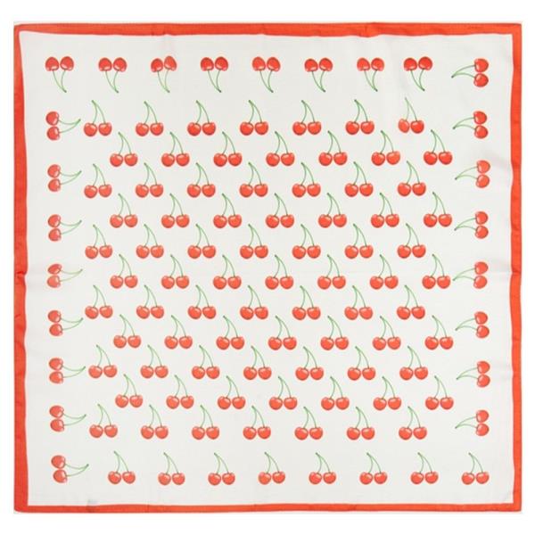 CHERRY PATTERN SILKY BANDANA SQUARE NECK SCARF