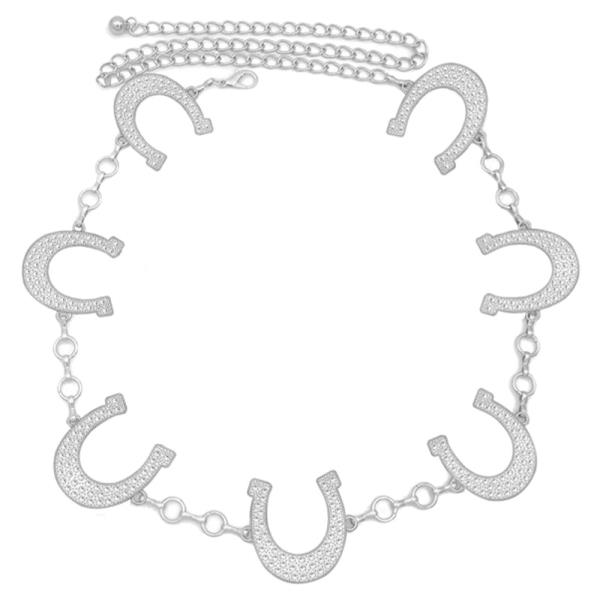 RHINESTONE HORSESHOE CHAIN BELT