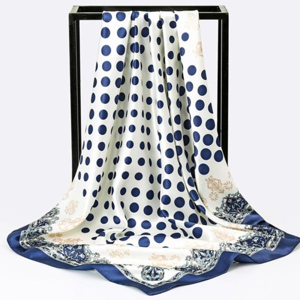 SILKY POLKA DOT VINTAGE BORDER BANDANA SQUARE NECK SCARF