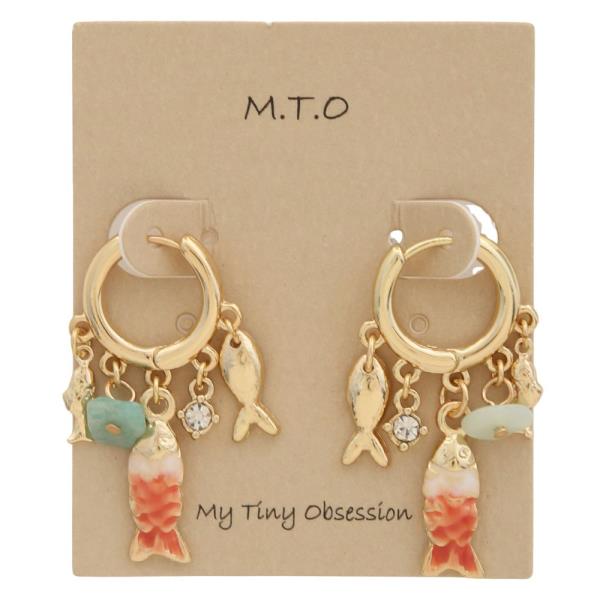 SEA LIFE CHARM HUGGIE HOOP EARRING