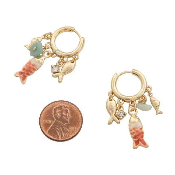 SEA LIFE CHARM HUGGIE HOOP EARRING