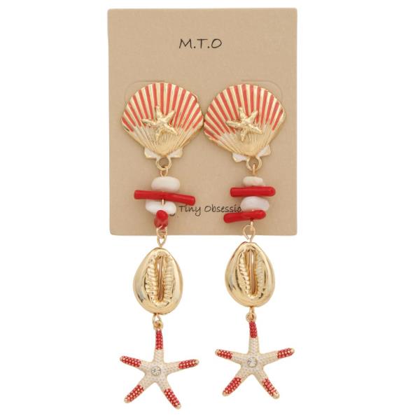 SEA LIFE MULTI CHARM DANGLE EARRING