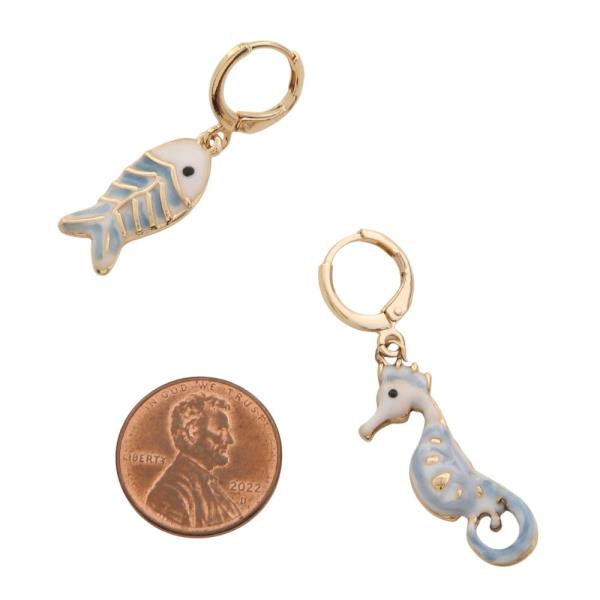 FISH SEAHORSE HUGGIE HOOP EARRING
