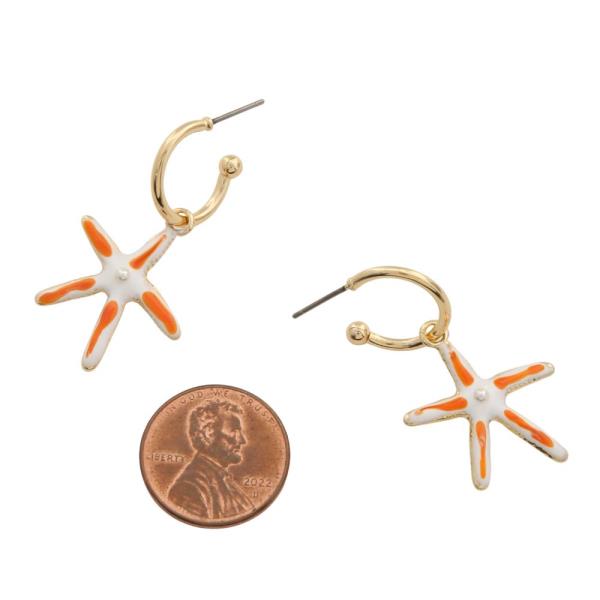 STARFISH CHARM OPEN HOOP EARRING
