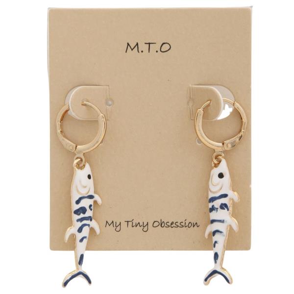 SHARK CHARM METAL HUGGIE HOOP EARRING