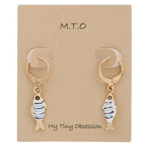 FISH CHARM HUGGIE HOOP EARRING