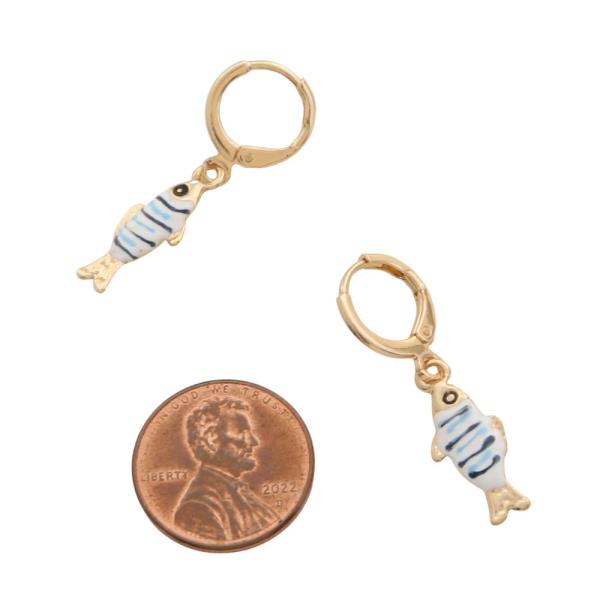 FISH CHARM HUGGIE HOOP EARRING