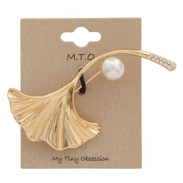 PEARL BEAD FLOWER BROOCH