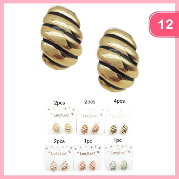 SWIRLED DESIGN HOOP EARRING (12 UNITS)