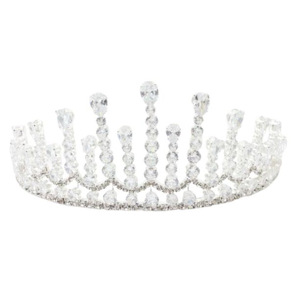 RHINESTONE CZ ROUND CROWN TIARA