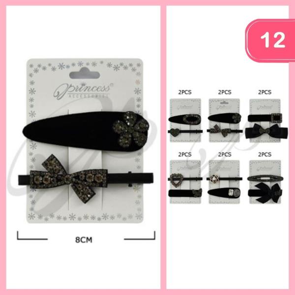 RHINESTONE SNAP HAIR PINS (12 UNITS)